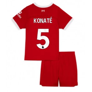 Liverpool Ibrahima Konate #5 Hemmaställ Barn 2023-24 Kortärmad (+ Korta byxor)